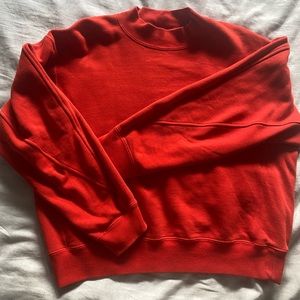 red mock neck sweatshirt Japanese uniqlo